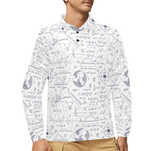 Math Pattern Print Design 03 Men's Long Sleeve Polo Shirt
