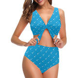 Darts Pattern Print Design 05 Chest Bowknot High Waisted Bikini Swimsuit