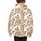 Red tulips and daffodils pattern Kids' Boys' Girls' Padded Hooded Jacket