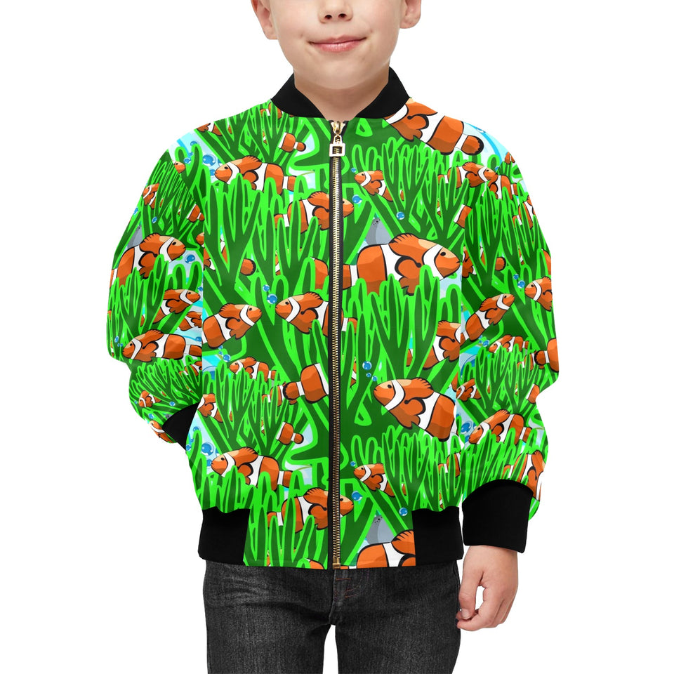 Clown Fish Pattern Print Design 01 Kids' Boys' Girls' Bomber Jacket
