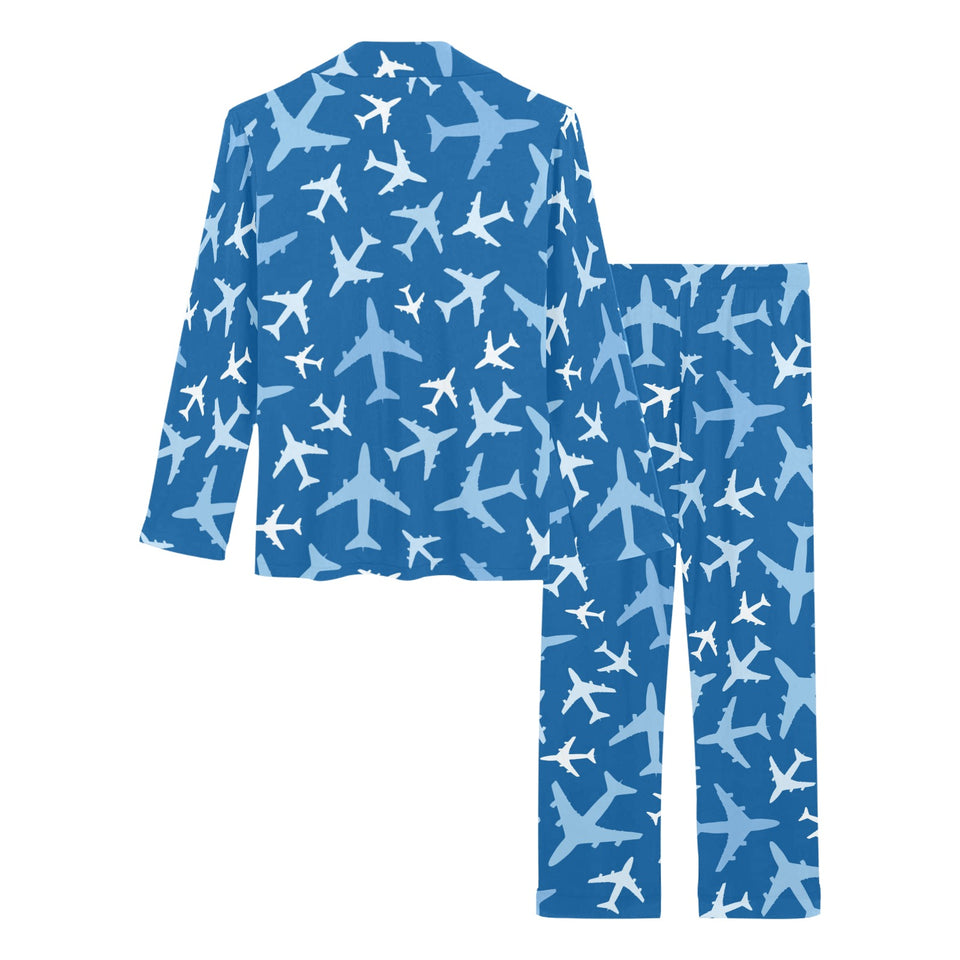 Airplane pattern in the sky Women's Long Pajama Set