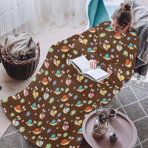 Snail Pattern Print Design 03 Blanket Robe with Sleeves