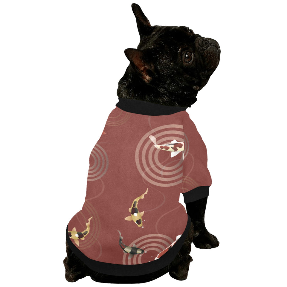 Koi Fish Carp Fish red background All Over Print Pet Dog Round Neck Fuzzy Shirt