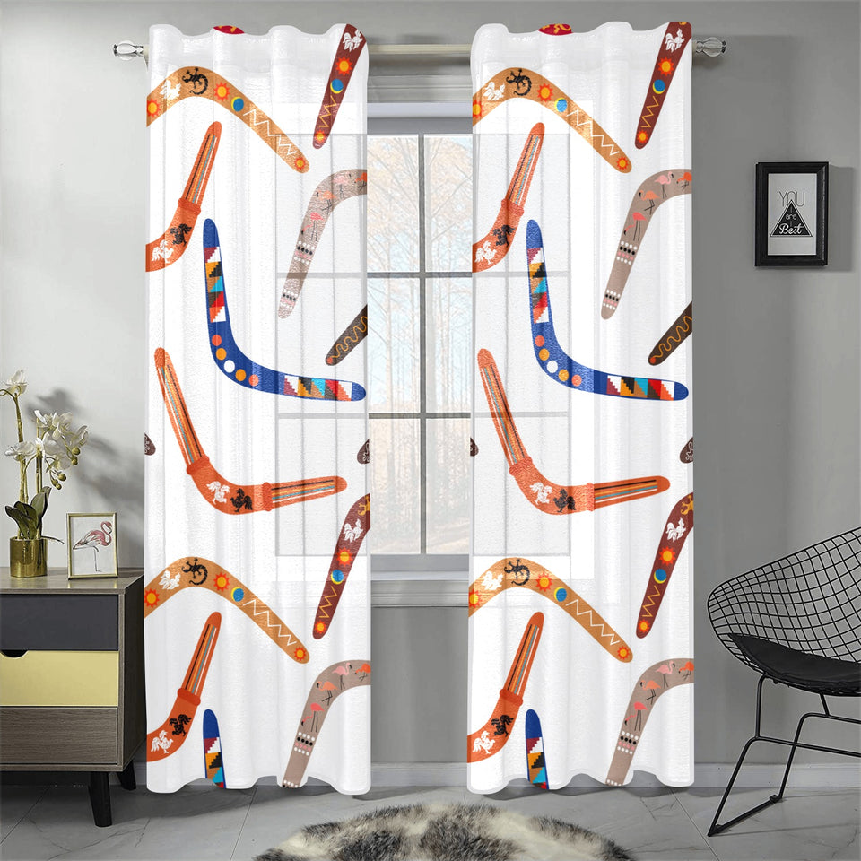 Boomerang Australian aboriginal ornament pattern Gauze Curtain