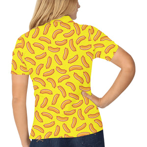 Sausage Pattern Print Design 01 Women's All Over Print Polo Shirt