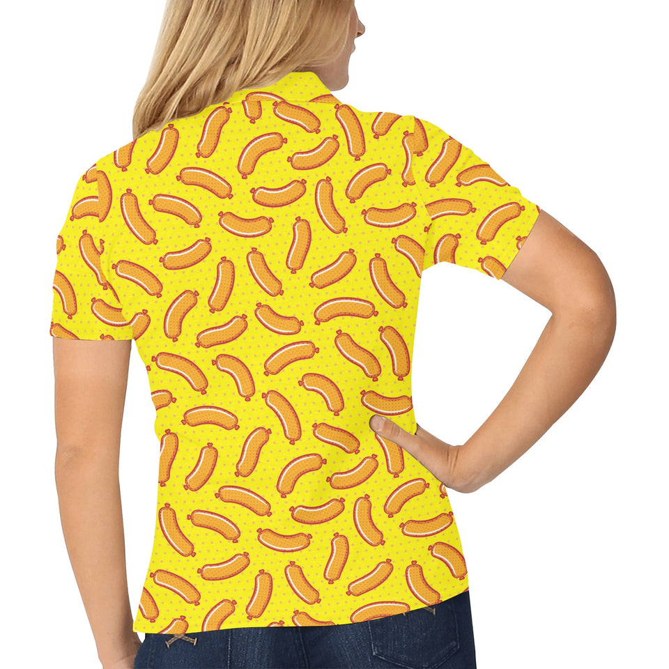 Sausage Pattern Print Design 01 Women's All Over Print Polo Shirt