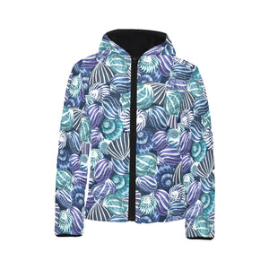 Shell design pattern Kids' Boys' Girls' Padded Hooded Jacket