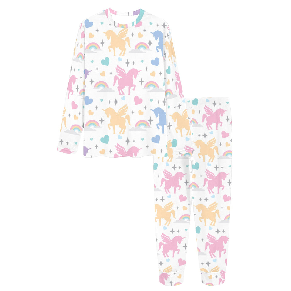 colorful unicorn rainbow heart pattern Women's All Over Print Pajama Set