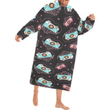 Camera Pattern Print Design 04 Blanket Robe with Sleeves