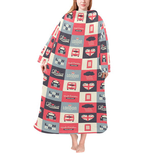 British Pattern Print Design 05 Blanket Robe with Sleeves