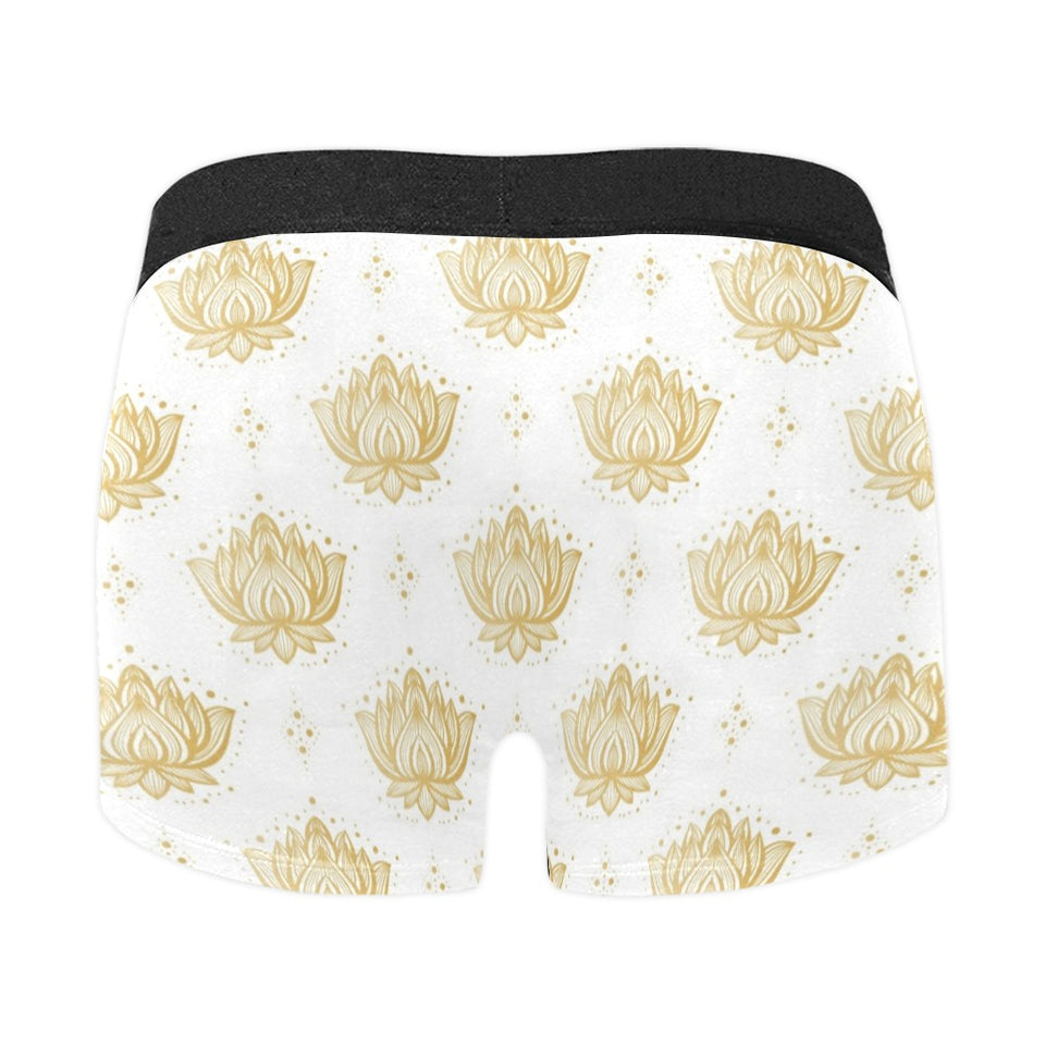 Gold Ornamental lotue waterlily symbol pattern Men's All Over Print Boxer Briefs Men's Underwear