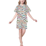 Sun Glasses Pattern Print Design 01 Kids' Boys' Girls' V-Neck Short Pajama Set