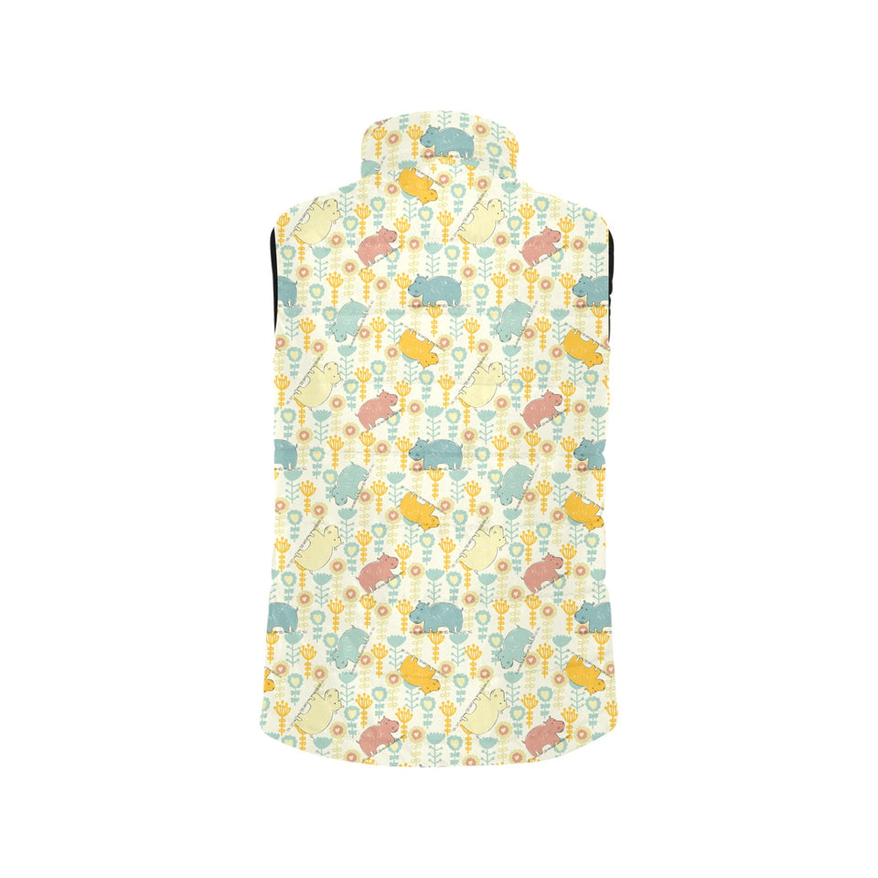 Hippopotamus Pattern Print Design 04 Men's Padded Vest