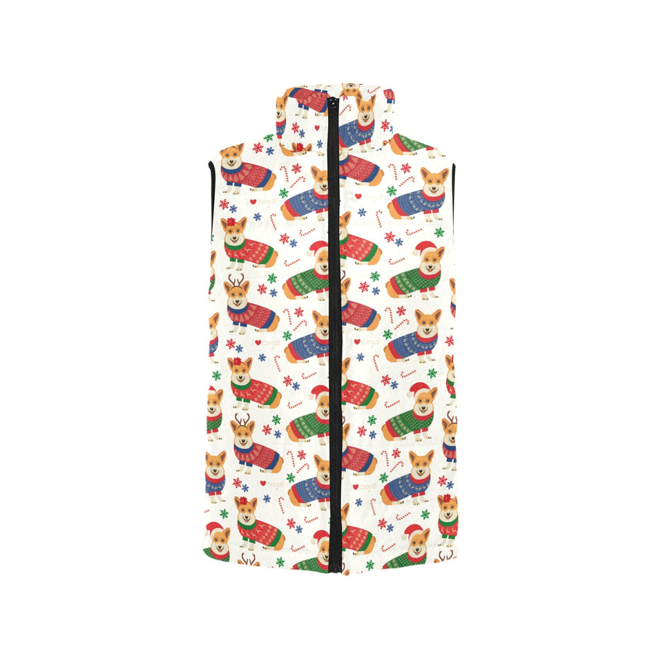 Corgi Christmas Pattern Women's Padded Vest