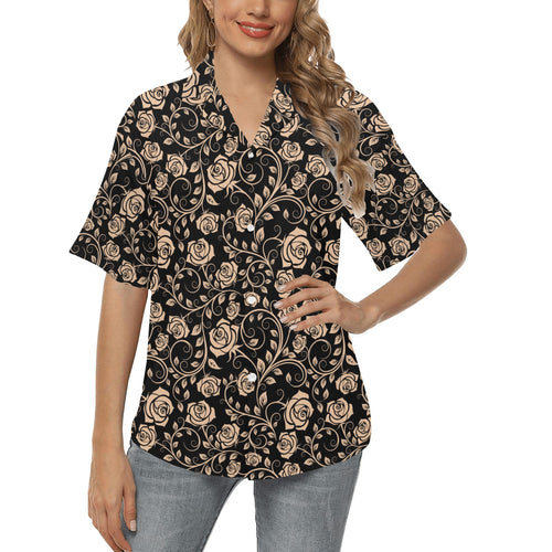 Rose Pattern Print Design 04 Women's All Over Print Hawaiian Shirt