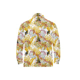 Cool Bee honeycomb leaves pattern Men's Long Sleeve Polo Shirt