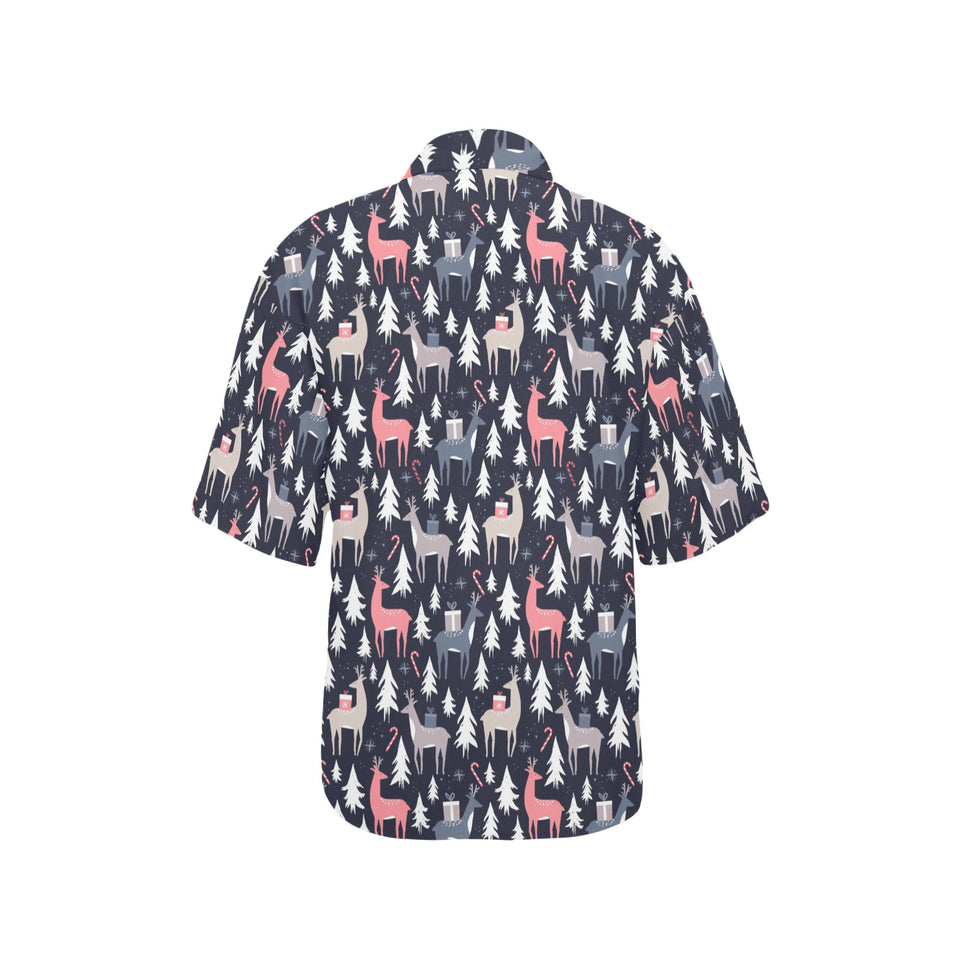 Deers Winter Christmas pattern Women's All Over Print Hawaiian Shirt