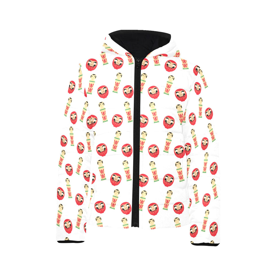 Daruma japanese wooden doll Kids' Boys' Girls' Padded Hooded Jacket