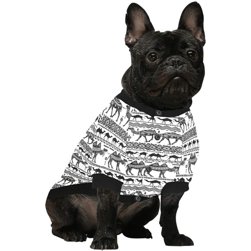 Camel polynesian tribal pattern All Over Print Pet Dog Round Neck Fuzzy Shirt