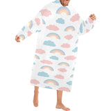 Cute rainbow clound pattern Blanket Robe with Sleeves