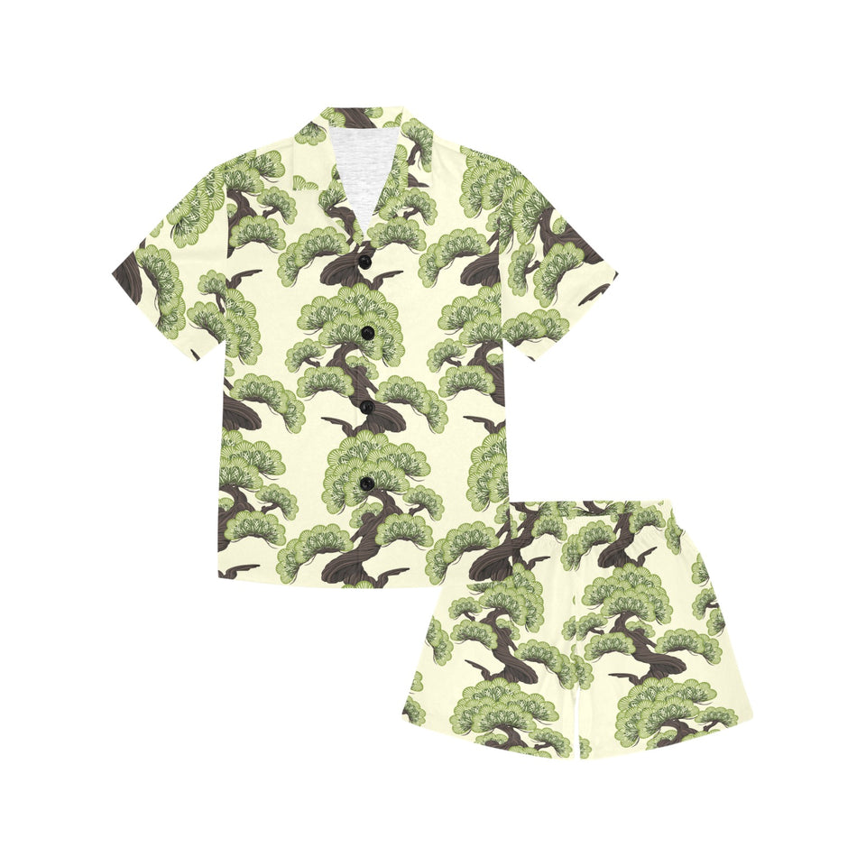 Bonsai pattern Kids' Boys' Girls' V-Neck Short Pajama Set