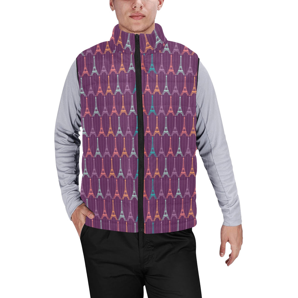 Eiffel Tower Pattern Print Design 05 Men's Padded Vest