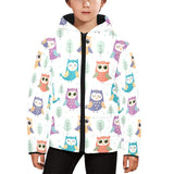 Cute owl pattern Kids' Boys' Girls' Padded Hooded Jacket