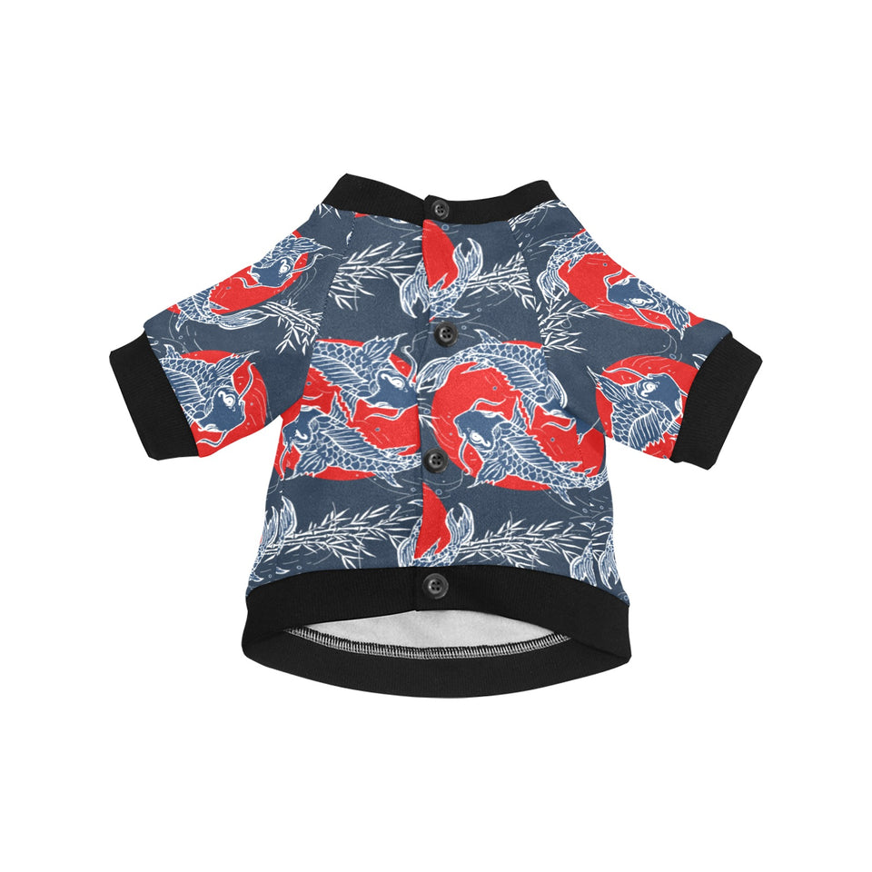 Koi Fish Carp Fishs hand drawn japanese art All Over Print Pet Dog Round Neck Fuzzy Shirt
