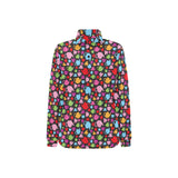 Tea pots Pattern Print Design 01 Women's Long Sleeve Polo Shirt
