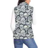 Sugar skull black white pattern Women's Padded Vest