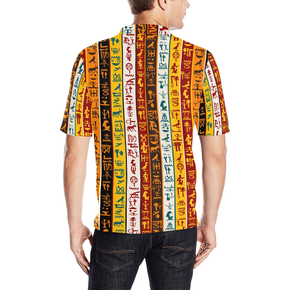 Egypt Hieroglyphics Pattern Print Design 01 Men's All Over Print Polo Shirt