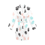 Dog Paws Pattern Print Design 04 Women's Long Sleeve Belted Night Robe