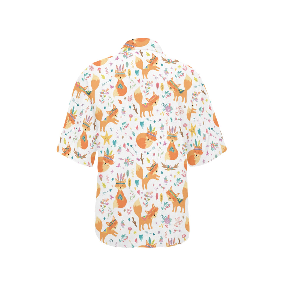 cute tribal fox pattern Women's All Over Print Hawaiian Shirt