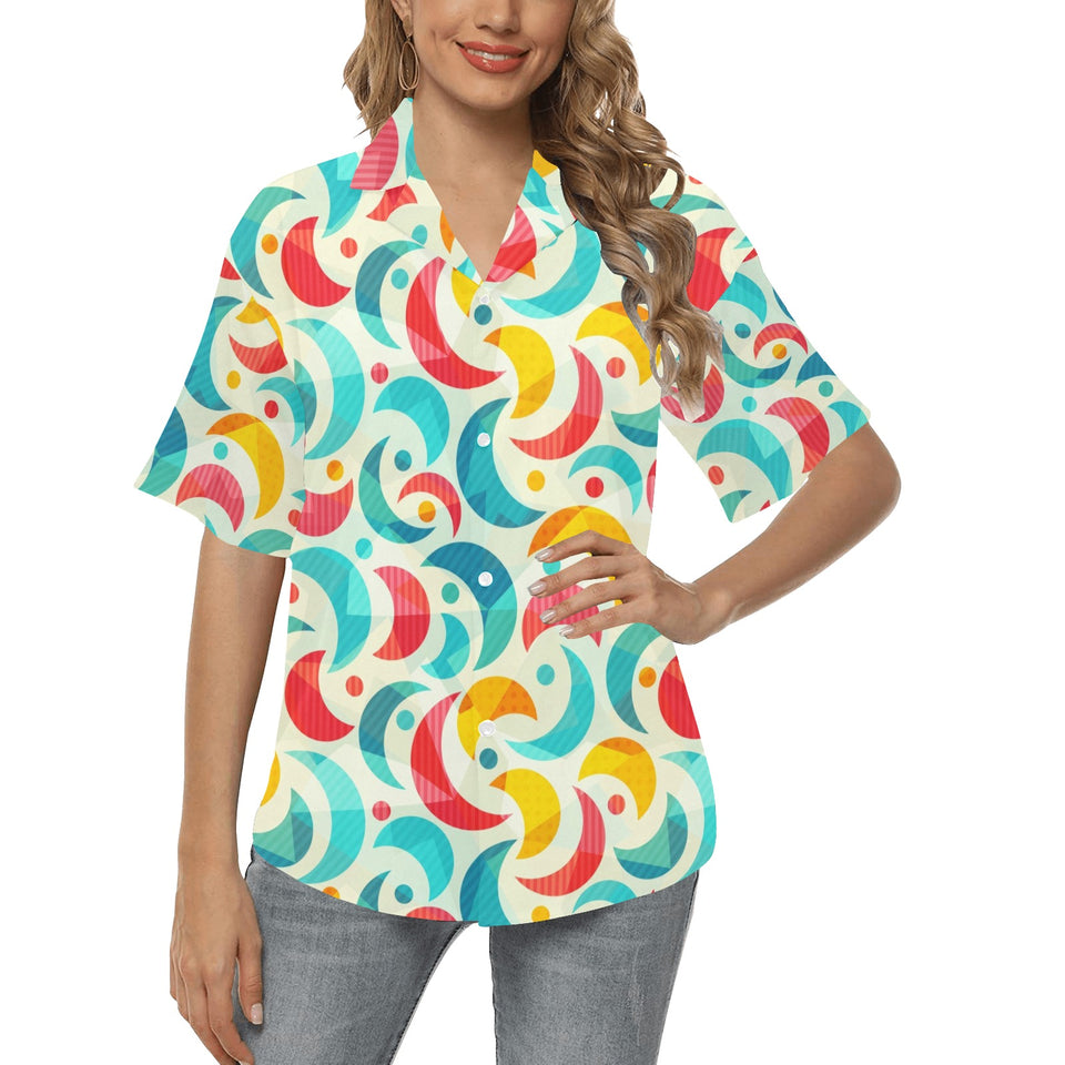 Colorful moon pattern Women's All Over Print Hawaiian Shirt