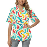 Colorful moon pattern Women's All Over Print Hawaiian Shirt