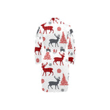 Deer tree snowflakes chrismas pattern Men's Long Sleeve Belted Night Robe