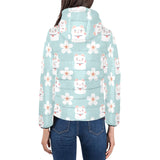 Maneki neko cat sakura Women's Padded Hooded Jacket