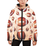 American football ball design pattern Kids' Boys' Girls' Padded Hooded Jacket