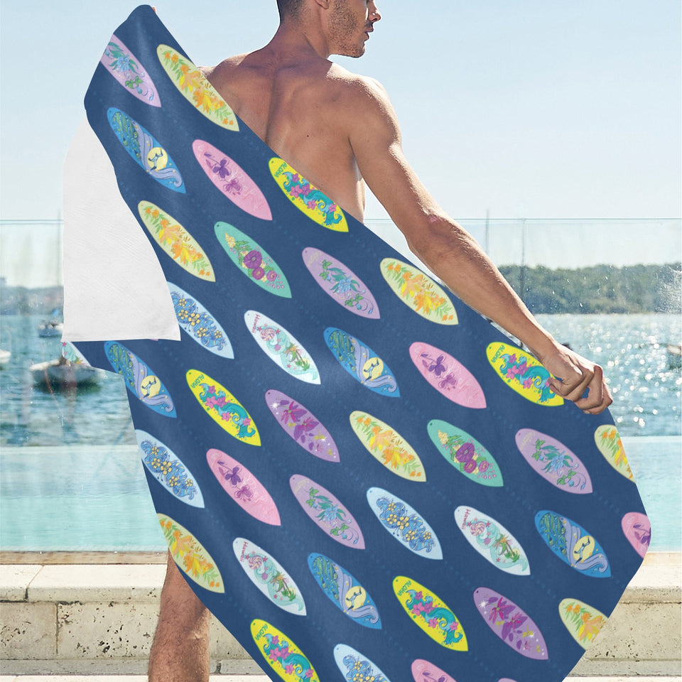 Surfboard Pattern Print Design 03 Beach Towel