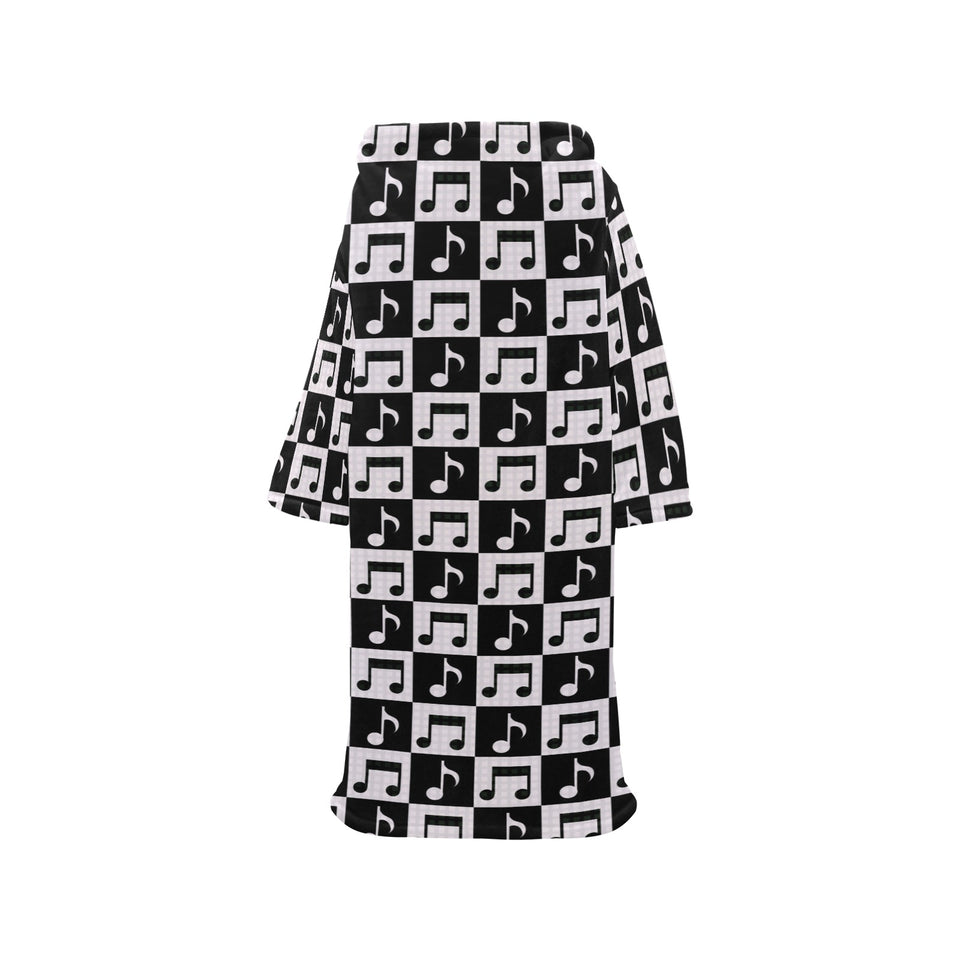 Music Notes Pattern Print Design 01 Blanket Robe with Sleeves