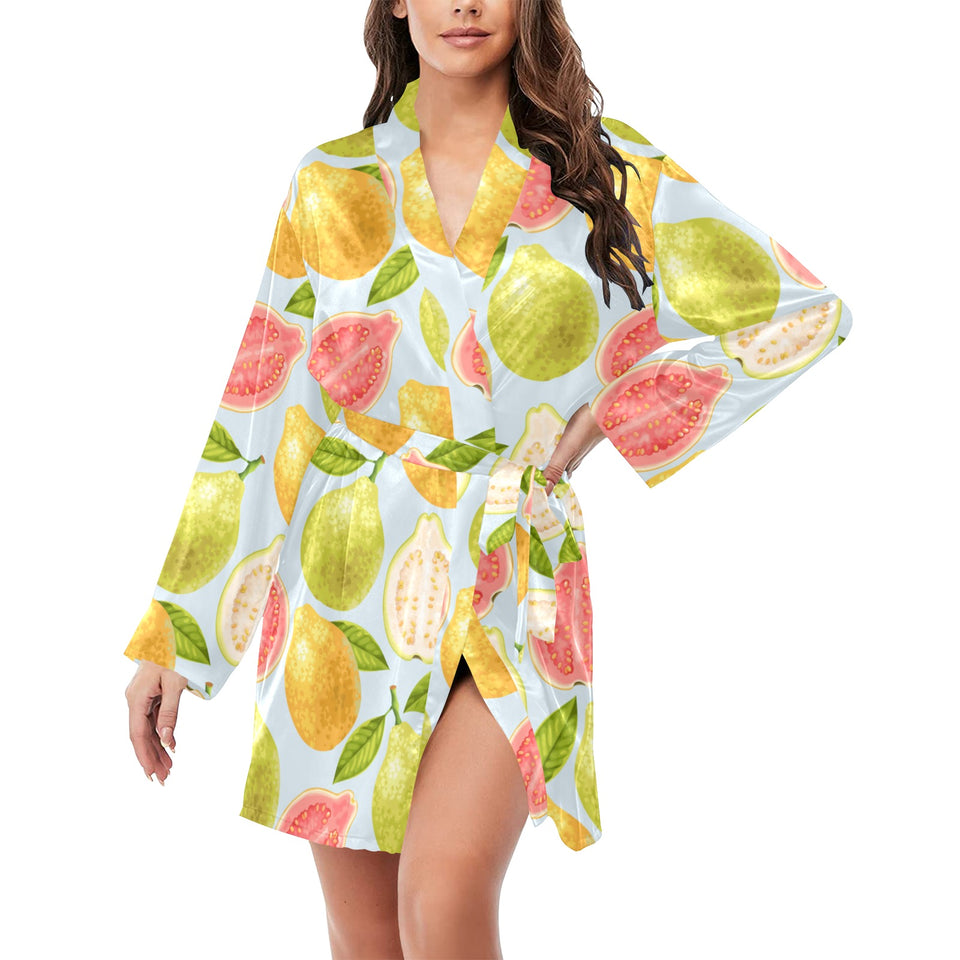 Guava design pattern Women's Long Sleeve Belted Night Robe
