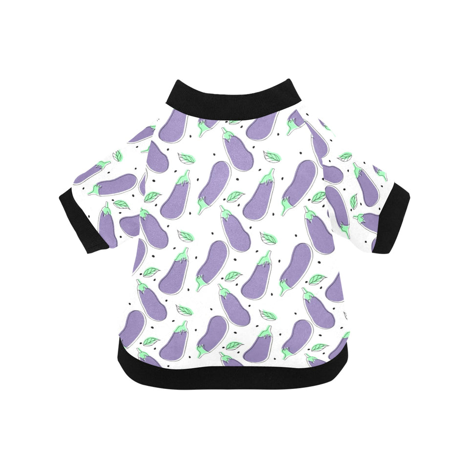 Eggplant Pattern Print Design 05 All Over Print Pet Dog Round Neck Fuzzy Shirt