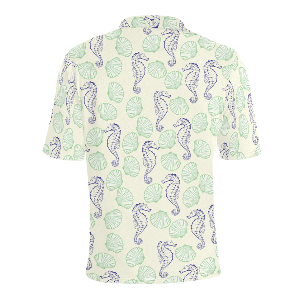 Seahorse shell pattern Men's All Over Print Polo Shirt