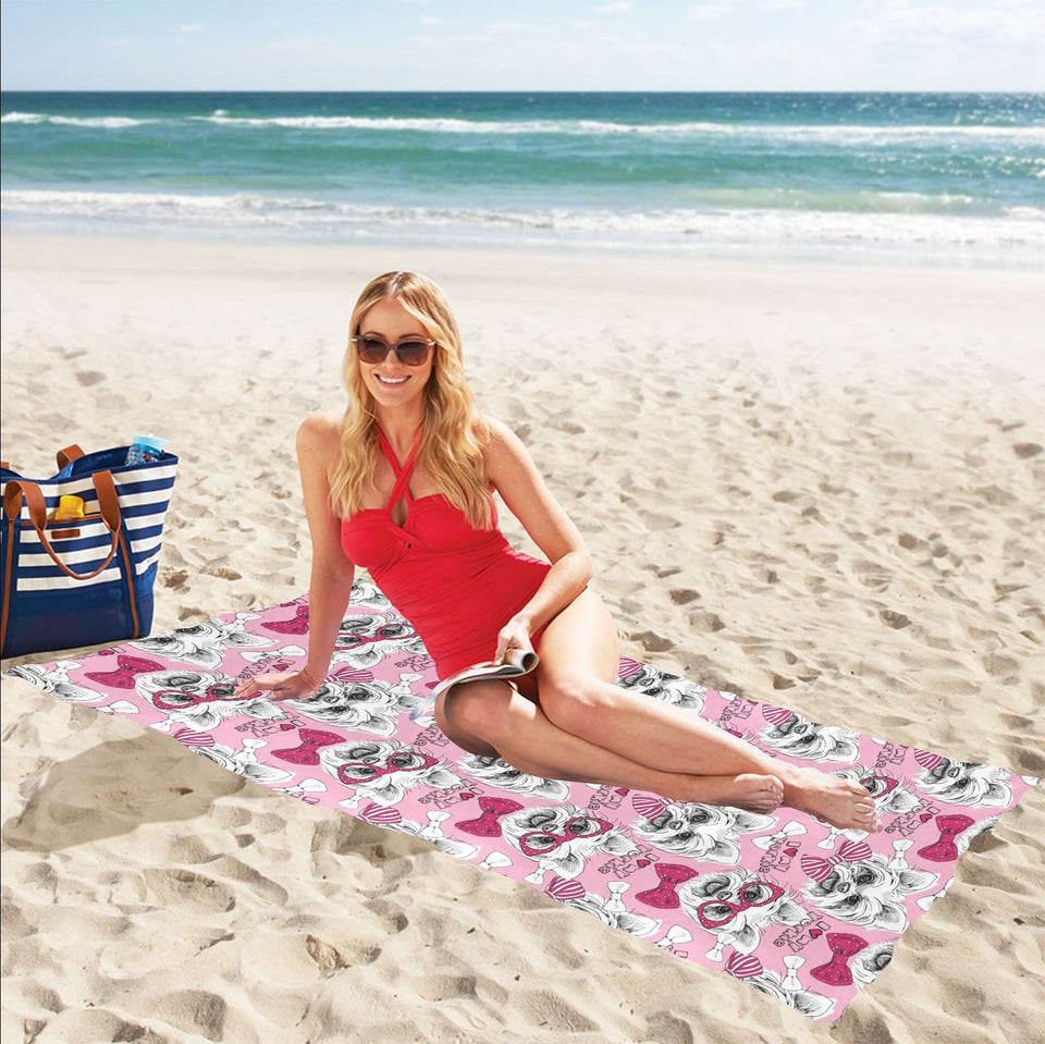 Yorkshire Terrier Pattern Print Design 03 Beach Towel