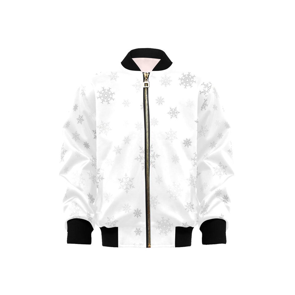 Snowflake pattern white background Kids' Boys' Girls' Bomber Jacket