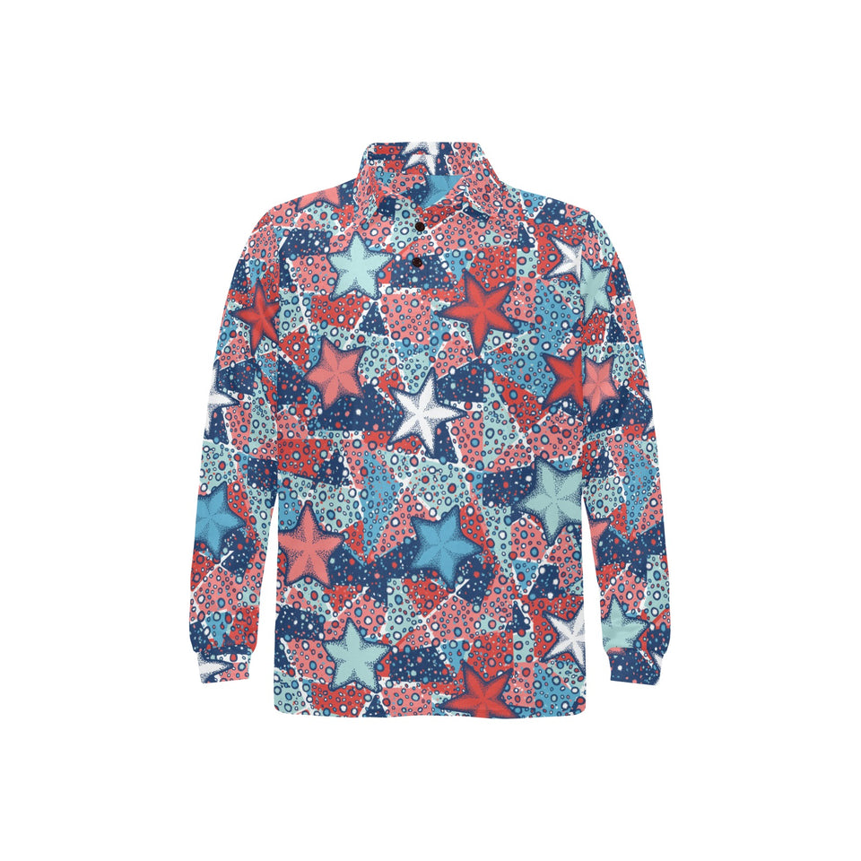 Hand drawn colorful starfish Men's Long Sleeve Polo Shirt