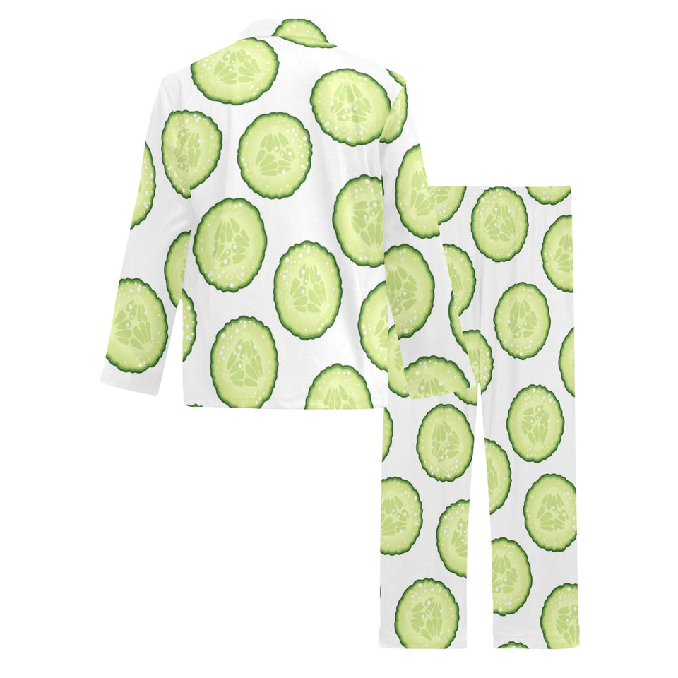 Cucumber slices pattern Men's Long Pajama Set