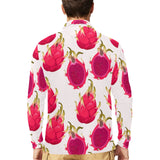 dragon fruits design pattern Men's Long Sleeve Polo Shirt