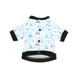 Blue Eiffel Tower Theme Pattern Print Design 01 All Over Print Pet Dog Round Neck Fuzzy Shirt