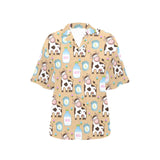 Cow bottle of milk pattern Women's All Over Print Hawaiian Shirt